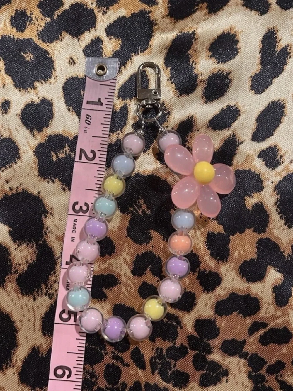 Pastel Beaded Keychain with Wrist Strap